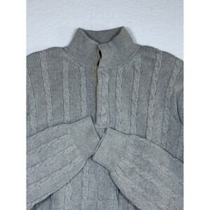 Brooks Brothers Supima Cotton Cable  Quarter Zip Mock Neck Sweater Mens‎ XL Grey